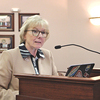 Chancellor Donna Henry discusses college news with Wise Town Council.  KENNETH CROWSON PHOTO