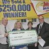<p>Lottery winner John Sturgill holds his winner’s check with regional Fasmart manager Paula Coffey, store manager Katie Riggs and Virginia Lottery regional manager Phil Hankey. JENAY TATE PHOTO.</p><a href="/pages/submit_photo_reprint">Click Here</a><p>to order photo reprints</p>