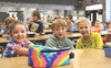 Left to right, Khloe Miller, Brantley Branham and Dalton Hockman take a well-earned lunch break.  KENNETH CROWSON PHOTO