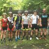 75-mile winners: right to left: 1st Place Wes Sturgill, 2nd Place Charlie Long, 3rd Place Bryan Caviness, 4th Place Will Humphreys, 5th Place Phillip Prince, Women’s 1st Place Bess Mathieson.