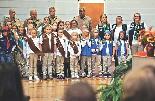 Members of Girl Scout Troops 188 and 389 honoring our veterans and first responders. 

MICHELLE MULLINS PHOTO