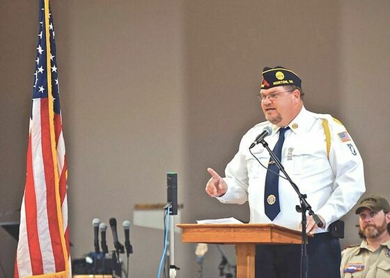 Army veteran and retired Wise County sheriff’s deputy Gene Vanover speaks during the Celebration of Heroes. 

MICHELLE MULLINS PHOTO