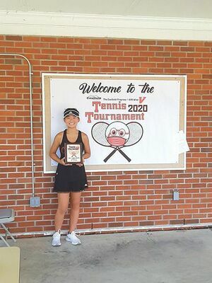 Jaida Meade is victorious in the girls’ division of the Coalfield Progress-UVA Wise tennis tournament last weekend.
