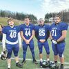 Mikey Culbertson (40), Mason Polier (44), Evan Bellamy (25) and Brayden Mullins (71) represented their schools well at the VHSCA All-Star Game Saturday at UVA Wise. PHOTO BY KELLEY PEARSON