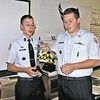 Cadet Chief Steven Miller of Wise and fellow JROTC student Dylan Peters of Pound show off rockets their class has built and launched. Students in the program learn plenty about aviation and space travel. JODI DEAL PHOTO.Click Hereto order photo reprints
