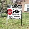 As local folks took down signs that dotted the county during the recent election season, new signs started going up in Big Stone Gap to voice opposition to the latest school consolidation scenario. KEVIN MAYS PHOTO.Click Hereto order photo reprints